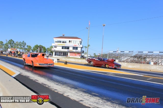 The final pair down this weekend would be the top two qualifiers in Outlaw Pro Mod, Jimmy Keen and Chris Patrick in an all nitrous final round. Patrick took the lead early by .005 going on to a 3.972 at 190.88 as Keen shook some early and moved right, slowing to a 4.25 at 173.