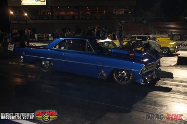 In the first round of Heavy Street, Tony “Presto” Basso put a 4.39 on the board for the win over Kevin Fontenot, who had him on the tree but was a little slower with a 4.61. Matt Vinson drove to a 4.71 to beat Larry Larson’s 4.75 and Joel Wensley posted a 5.09 and advanced over Gary Cygan’s 5.40. Ed Parker wheeled his car to a 4.55 and claimed the victory over Mark Vinson, who went 5.43 and Jim Kilpatrick was 4.64 to beat Wayde Mahoney, who was close with a 4.67.