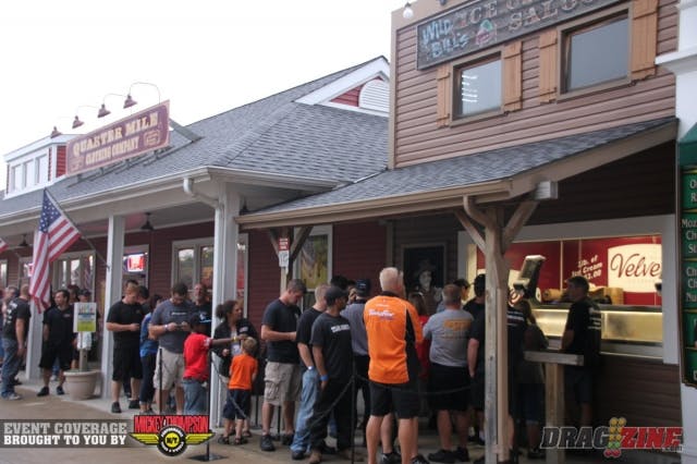 Racers and race fans are taking advantage of another rain delay by enjoying a pound of ice cream for a dollar. Race organizers plan to wait about an hour to see if it stops. If so, we’ll jump into second round of qualifying after the track is dried tonight, and if not, it will be determined whether we'll go into a second round of qualifying or first round of eliminations at 8 a.m. Saturday.