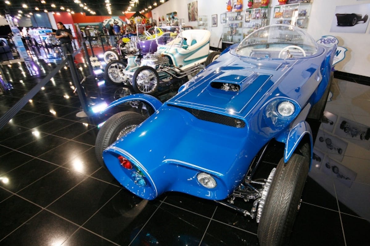 Orbitron has one of the most colorful histories of any custom car. GAS recued it from Mexico, where it was being used as a dumpster. The restoration was painstaking, including period-correct shag carpet and color TV.