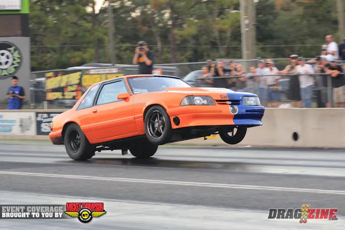 Dennis Lugo is driving for the Moya's and qualified third in Street Outlaw with a 7.78 at 177 MPH in the final session. The combo is a single turbo small block Ford.