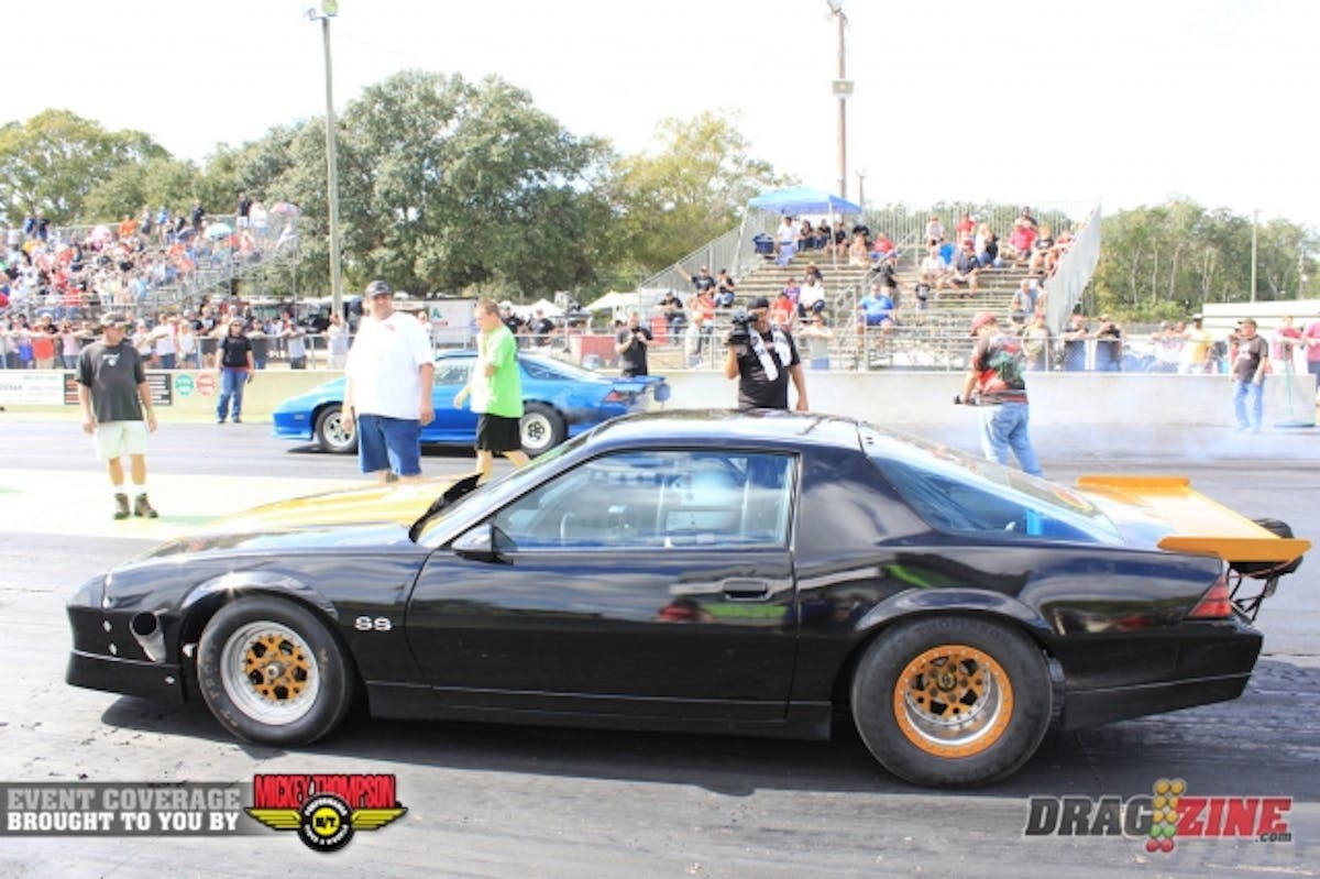 Chris Fenn and Brian Criste (near lane) were the first pair out in Street Outlaw though Criste hurt a head gasket in last nights qualifying so he took rolled up and took the tree and Fenn laid down a nice 8.92 at 151 to move on to round two.