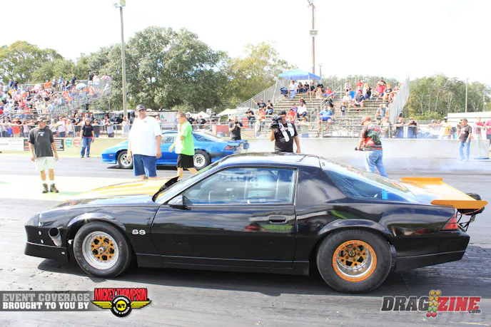 Chris Fenn and Brian Criste (near lane) were the first pair out in Street Outlaw though Criste hurt a head gasket in last nights qualifying so he took rolled up and took the tree and Fenn laid down a nice 8.92 at 151 to move on to round two.