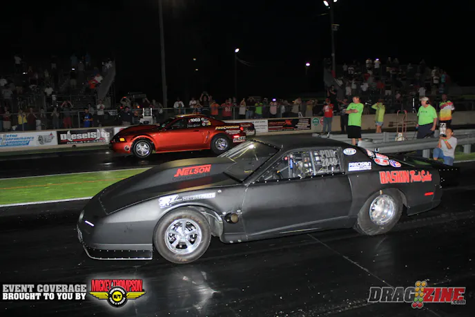 Frank Meshaw took the win over Phil Hines in Extreme Street. Meshaw left first and got into a wheelie towards the 330, lifted and came down hard sending sparks and speculation through everywhere. Hines also clicked early but Meshaw got to the stripe first.