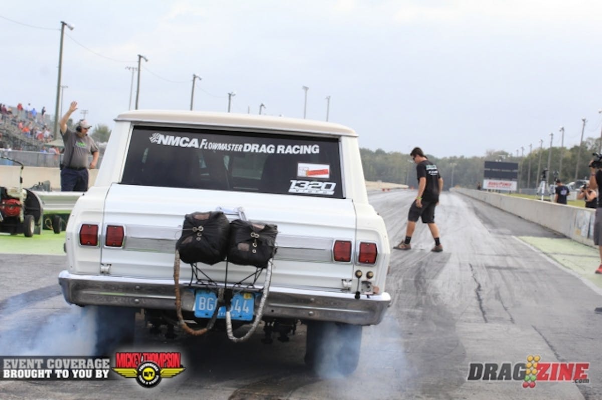     Rick Prospeno moved up to third in Street Outlaw running a 7.82 at 182 MPH in his box Chevy Wagon.