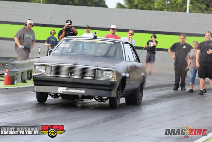 Eric Kenward make a nice run for third in Street Outlaw with a 7.88 at 182 but had issue with the chute deploying in the shut down with lifted the rear wheels off the track and sending him into the wall. Eric is not injured but the single turbo Malibu will require extensive repairs.