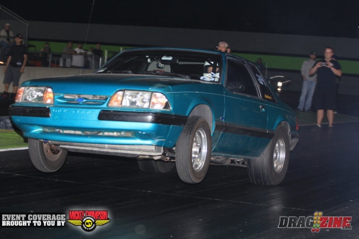 NMCA/NMRA True Street Racer Randy Seward recently moved back to the Orlando area so he brought his trusty twin turbo Mustang out to play in Extreme Street this weekend. he is qualified number one with a nice 8.60 at 159 MPH, right in line with his usual performance.