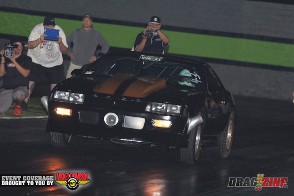 Brian Criste recently got his 1989 Camaro back together with a slightly smaller engine and some modifications to the car to reduce weight. He had planned to run some half track testing this weekend but this pass must have too good to quit. The 7.94 at 169 is a new personal best run for him. The combo is a small block Chevy with a single turbo set up for X275.