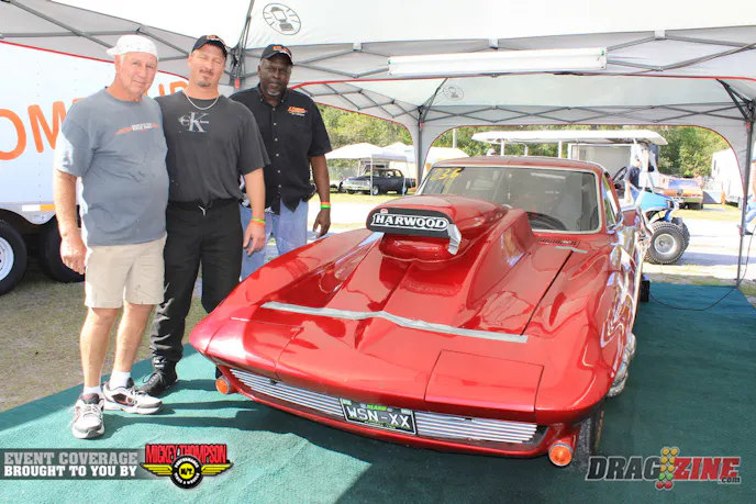 Jimmy Strobel is a long time participant here at the Orlando Street Nationals. His was here for the second event, missing only one other race two years ago. The father and son team runs a big block Chevy on nitrous out of Titusville, Florida. From left to right, Steve Strobel, Jummy Strobel and Christy Dublin.