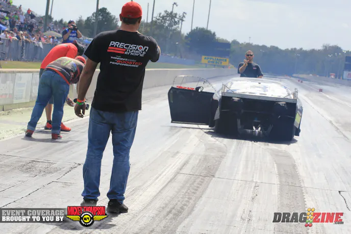 Kevin Fiscus improved his position in Super Pro Street with a 6.003 this session moving up three spots to second behind Isaoas Rojas. 