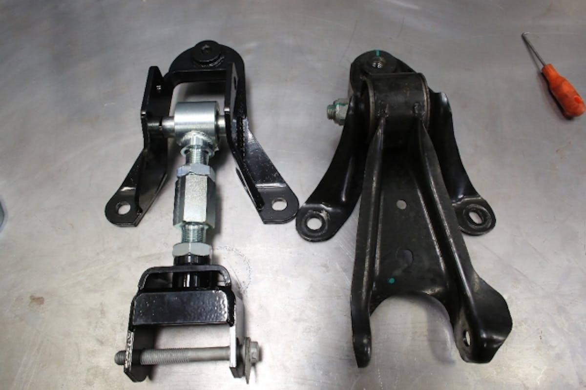 Comparing the new Chassis Engineering piece on the left with the stocker on the right, it's easy to see the advantages you receive with its installation.