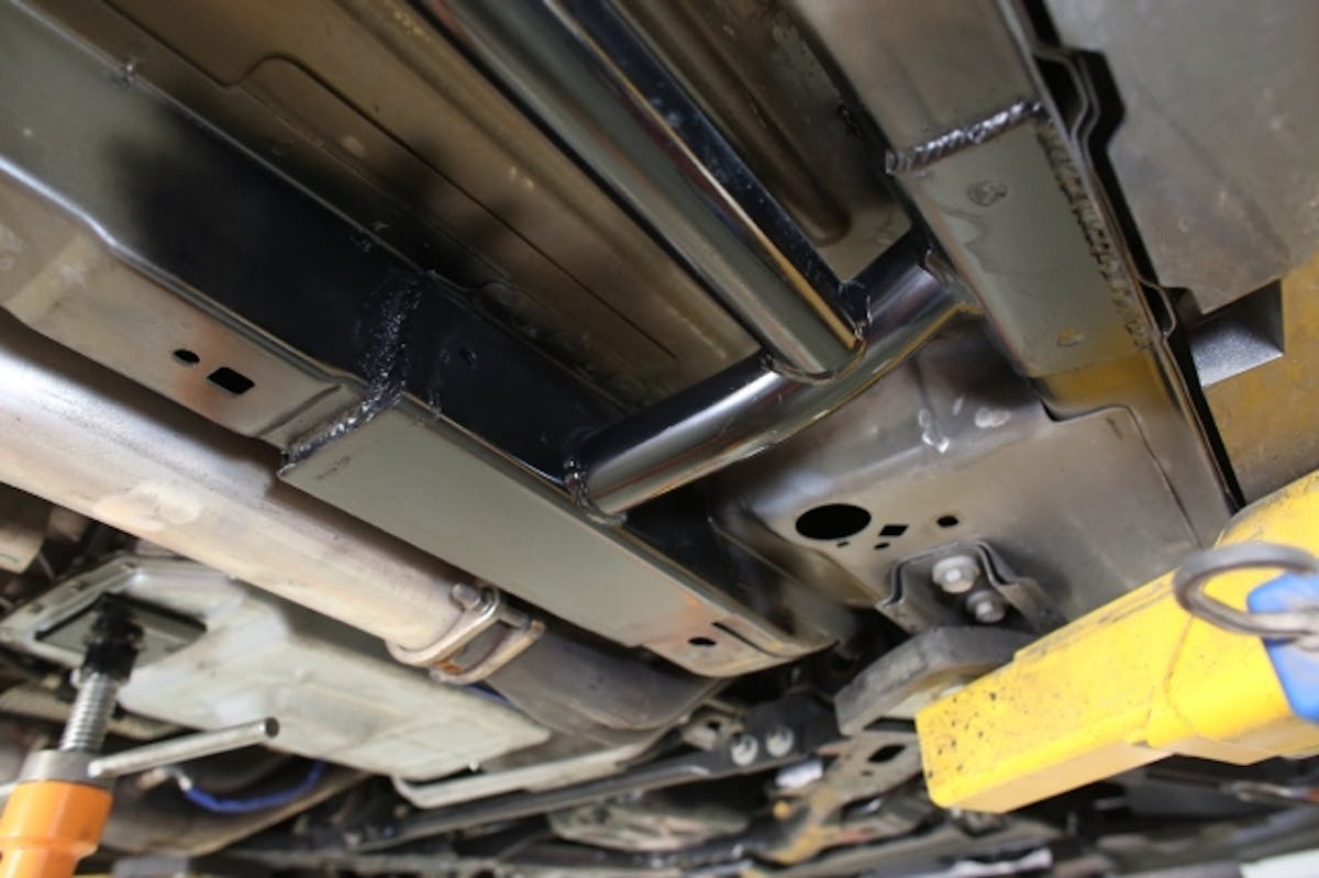 We chose to weld in our subframe connectors for an extra measure of strength, although they can be bolted in following the C/E instruction manual supplied with the kit.