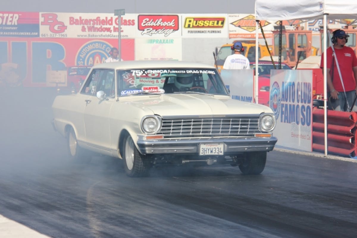 Though they ride on stock chassis, these True Streeters can really move. The fastest Chevy of the day, this '64 Nova driven by Dan Geis, ran an average of 9.877 seconds!