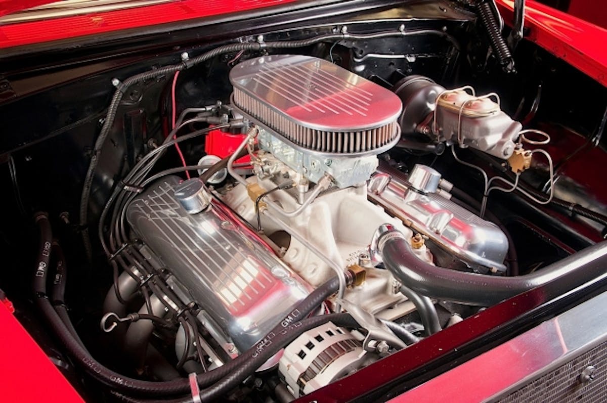 Producing 455hp, the 468ci Chevrolet engine features Speed Pro forged pistons and rings, Chevrolet Oval Port heads, an Isky hydraulic camshaft and Comp Cams stainless steel rockers. The compression ratio comes out at 10:1.