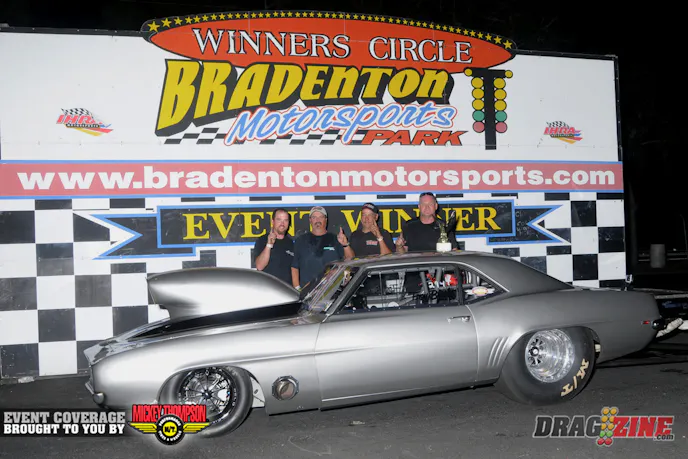 Troy Blake qualified second in Outlaw 632 with his backhalf 1969 Camaro running a single carb and a plate nitrous system. he set low ET of eliminations with a 4.602 in the semi final.