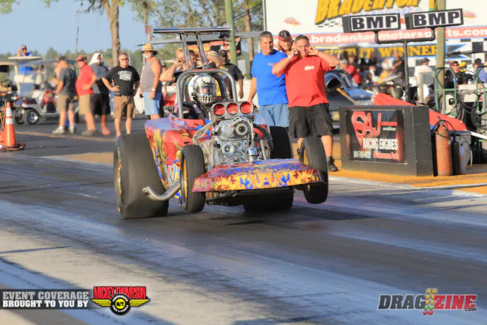 The Witch Doctor altered pulled carried the wheels out a little ways, you don't see that too often. The car is entered in Open Outlaw this weekend.