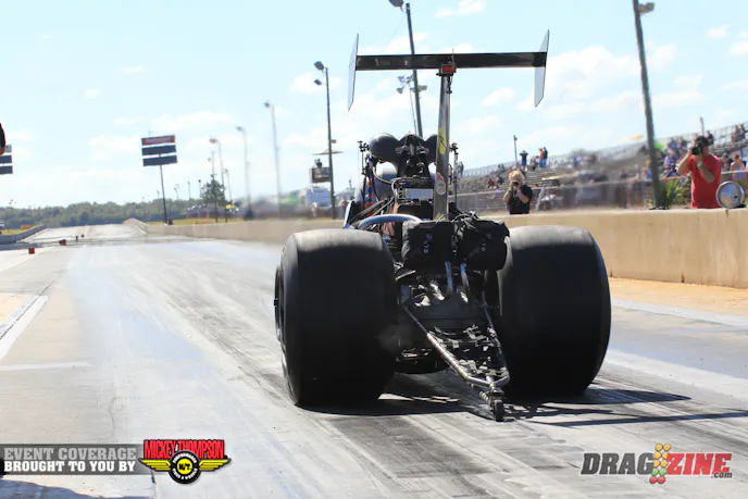 Open Outlaw had eight cars show for the first qualifying session with Melissa Hutson leading the pack with a killer 3.767 at 188. She lost the blower belt towards the end of her pass.