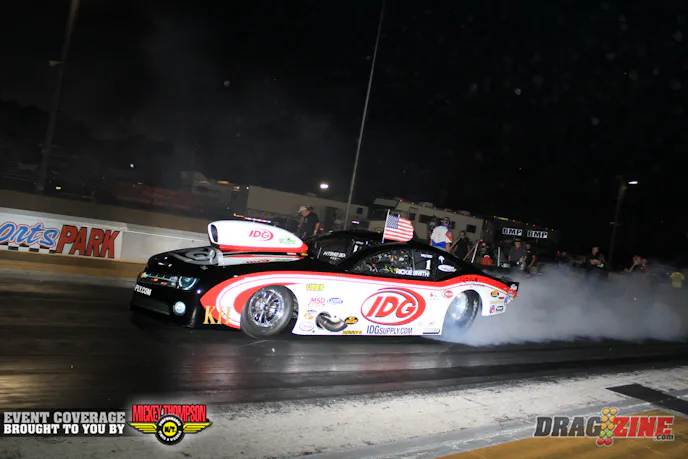 Ricky Smith faced off with number one qualifier Jason Harris who took a big reaction time advantage. Harris clicked it early and slowed to a 4.10 at 149 MPH to Smith's 3.79 at 190.