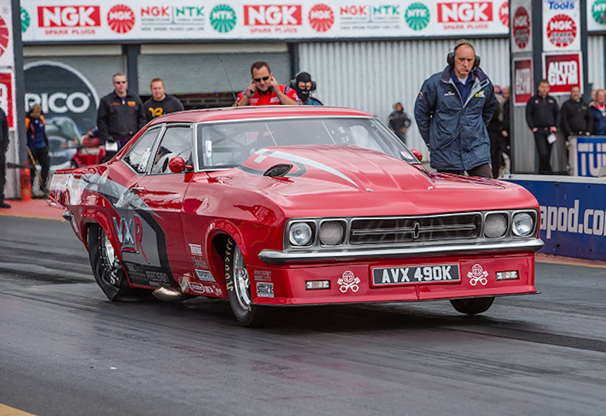 Andy Frost's recod-setting Vauxhall at the Santa Pod Raceway. Image credit: Ivan Sansom/Rose Hughes