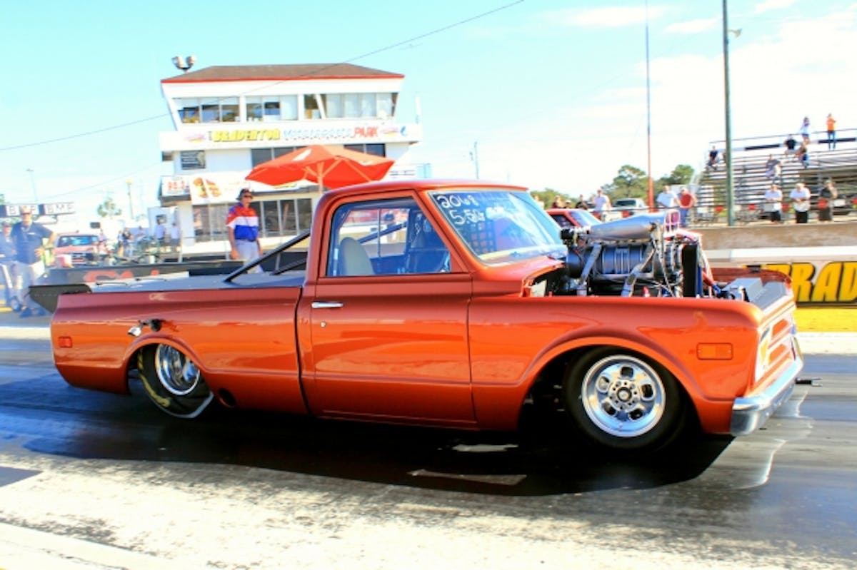 Having been as quick as a 5.33 in the 1/8-mile thus far, this truck fits right ion the 5.50 Index category at events in and around Florida.