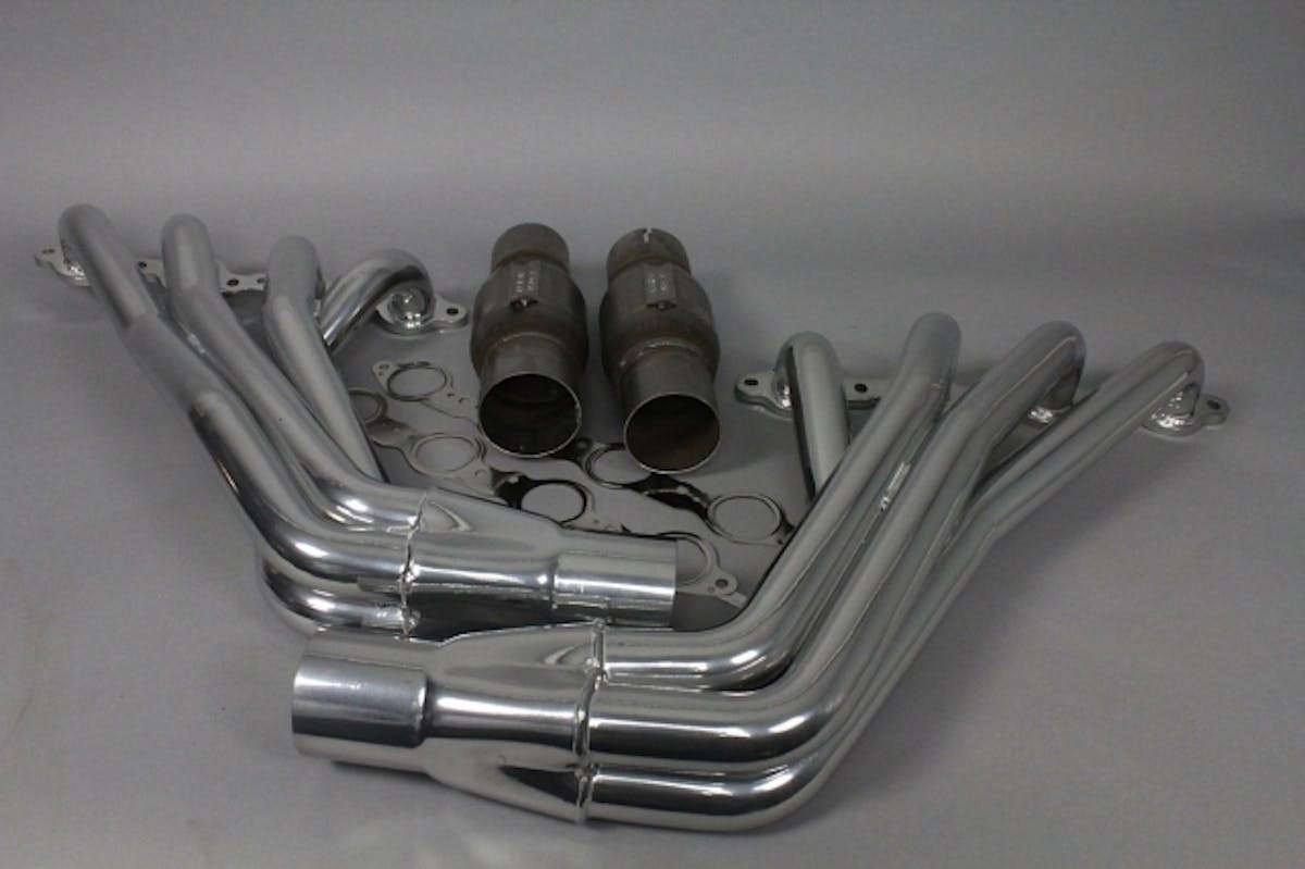 Big 1 3/4-inch primary tubes, three-inch collectors, aluminum-ceramic coating, and dead soft aluminum gaskets - our new SLP headers look the part and perform like it too.