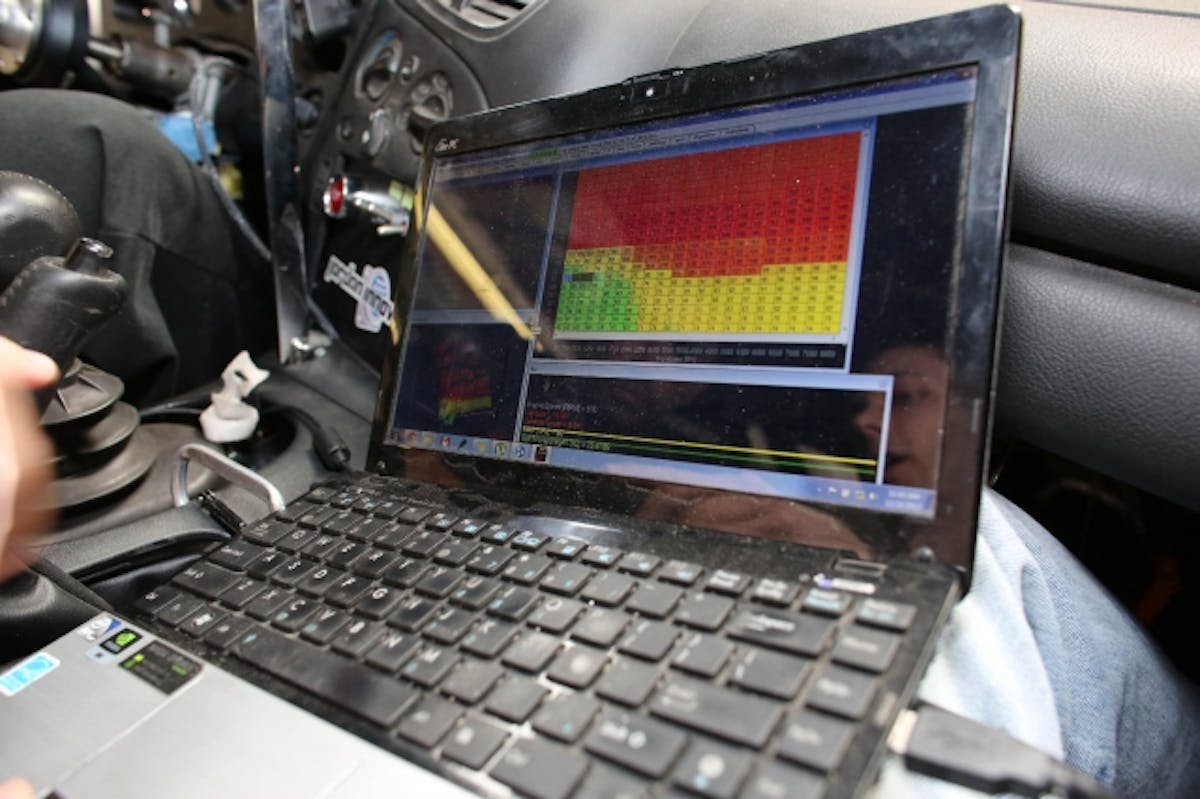 Here the team is checking out the VE table after a dyno run and making changes based on their findings.