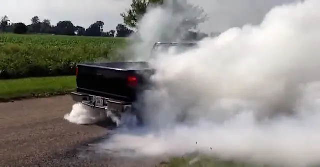 You can barely see the S-10 with all the smoke!