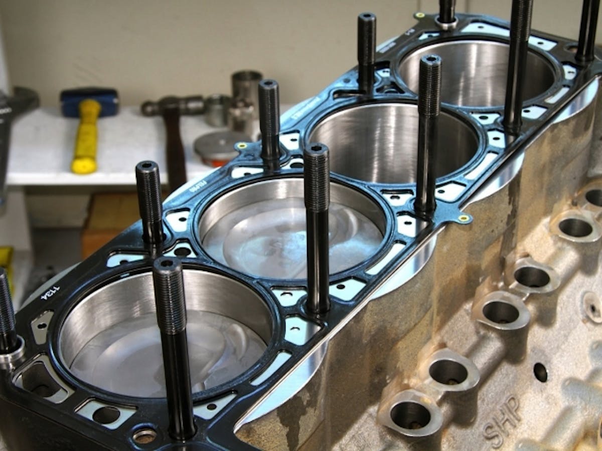 Fel-Pro's multi-layer steel PermaTorqueMLS gaskets have a 4.180-inch bore and .041-inch compressed thickness. They are designed to maintain contact pressure between the cylinder head and engine block when things get hairy - i.e., when the nitrous comes on full-bore.