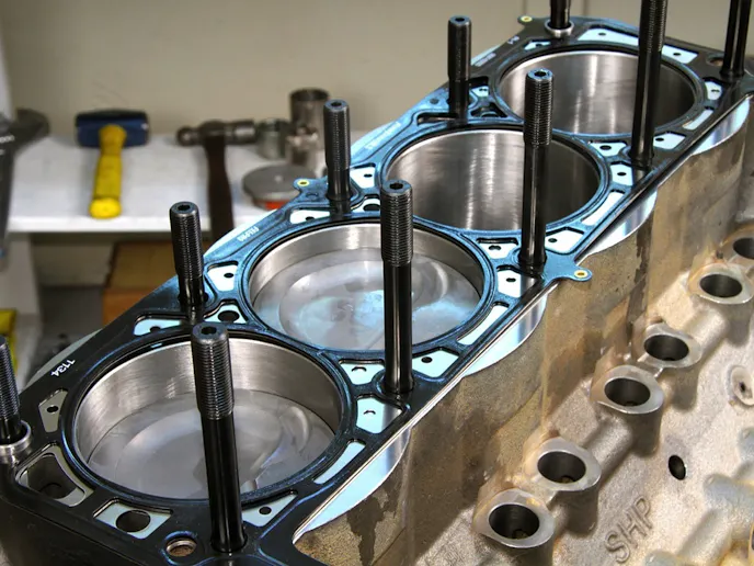 Fel-Pro's multi-layer steel PermaTorqueMLS gaskets have a 4.180-inch bore and .041-inch compressed thickness. They are designed to maintain contact pressure between the cylinder head and engine block when things get hairy - i.e., when the nitrous comes on full-bore.