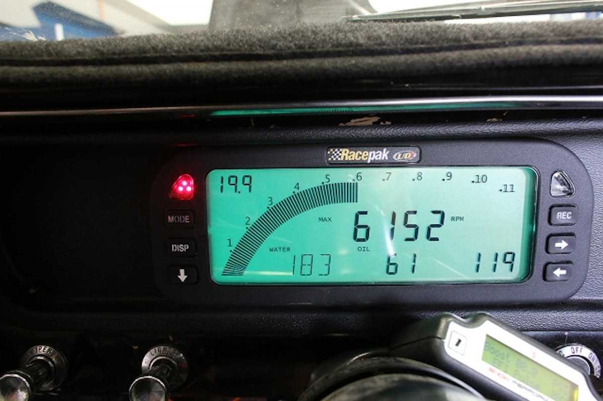 Among the useful on-dash features is the Min-Max Recall, which provides you with a quick snapshot of the maximum values for reach sensor recorded during a pass down the track.