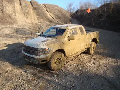 Ford F-150 SVT Raptor gets muddy.