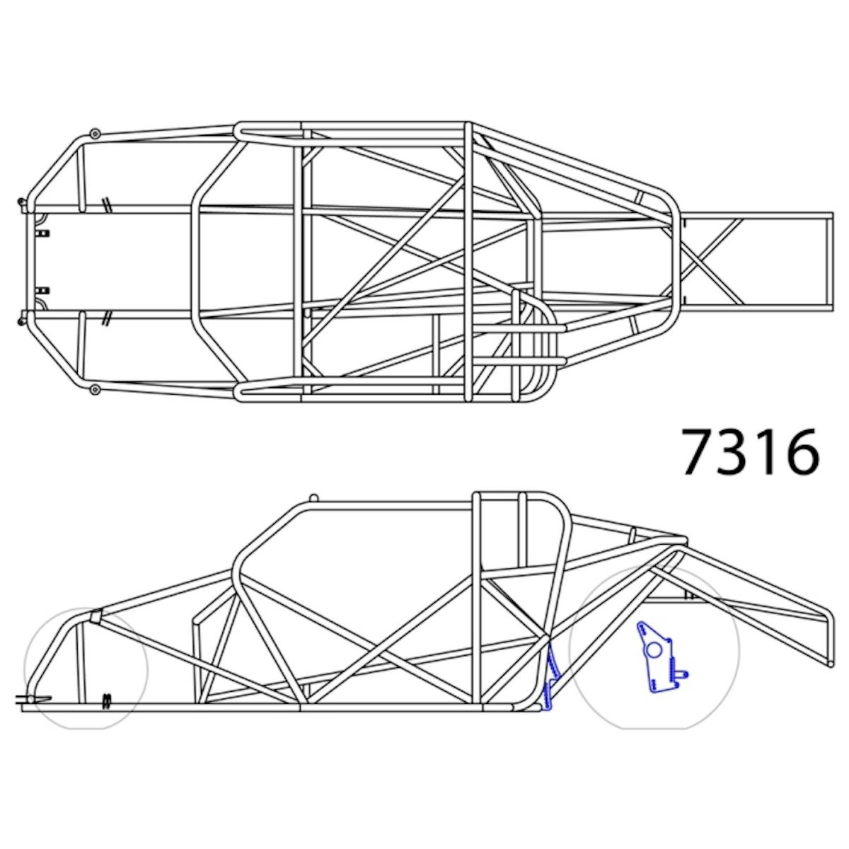 Double framerails, like shown in this drawing of a '55-57 Chevy Avenger Pro Mod chassis, is a hallmark of high-horsepower door slammer, proving structural support and rigidity to handle the power that supercharged, turbocharged, and nitrous engines put to the ground.