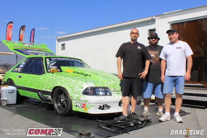 J.R. Gibson gets the hardhip trip award for the day after driving through six hours of blizzard conditions in Ohio in four wheel drive to get here on Monday. He is running PTC Radial vs the World here at Lights Out V.