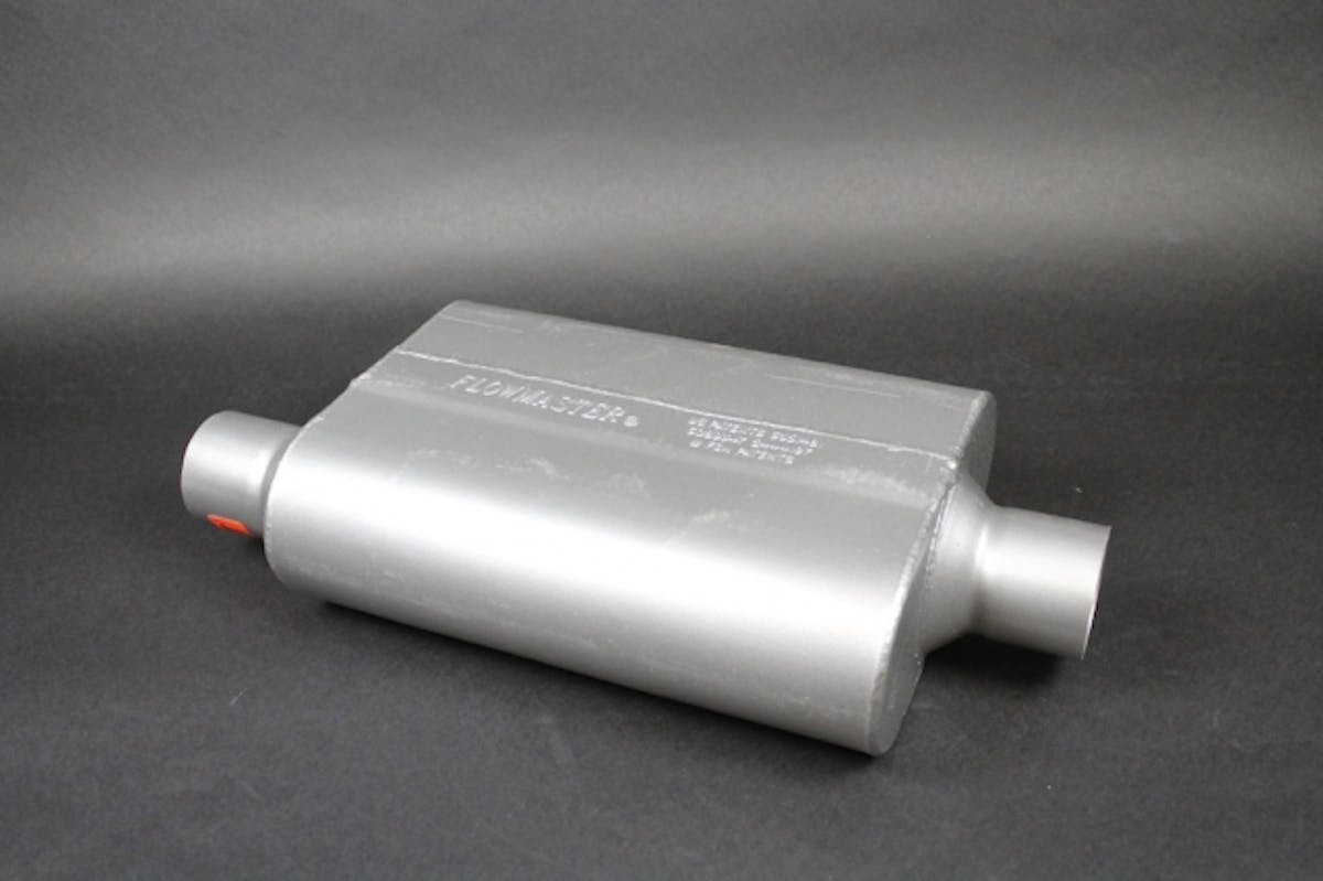 You can never tell what's going on inside a muffler just by looking at the outside. There are chambers, tubing, plates and all kinds of devices at work on the inside.