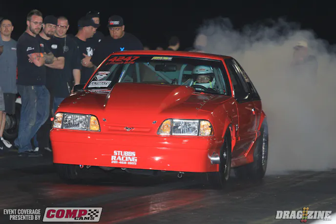 Joe Garza runs this clean Mustang out of Richmond, Texas in Induction Solutions Ultimate Street. He runs a naturally aspirated 605 cubic inch big block. His 5.87 at 130 puts him and the Stubbs Racing Stang in the field at thirtieth. They will be looking to improve tomorrow.