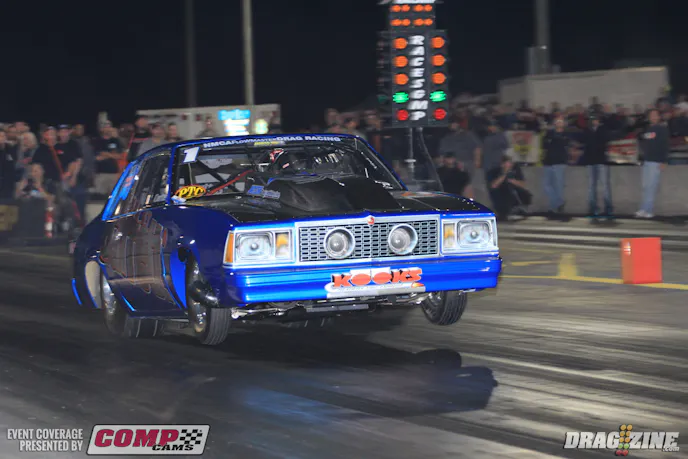 Mark Micke pulled one out just a few minutes later breaking into the teens with a 4.18 at 188. The engine is a billet 548 from Nelson Competition with twin 88 Garrett's.