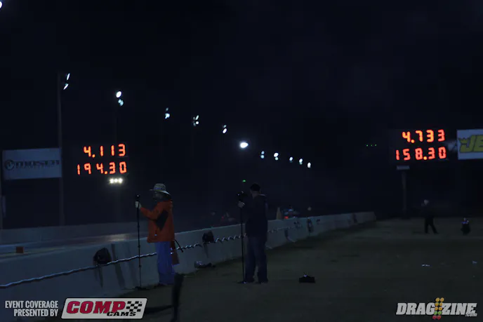 Kevin Mullins and Kevin Neal were the next pair out with Mullins getting the win and the new radial tire record with a 4.113 @ 194.30