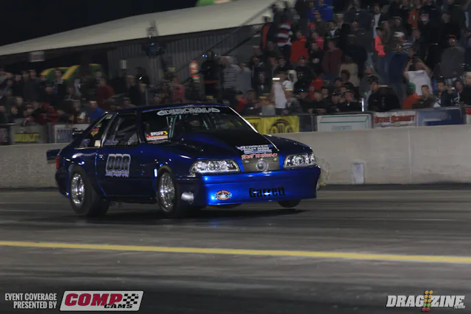 Rich Bruder set low ET for the round with a 4.55 at 157, earning the win despite a holeshot by Dan Saitz.