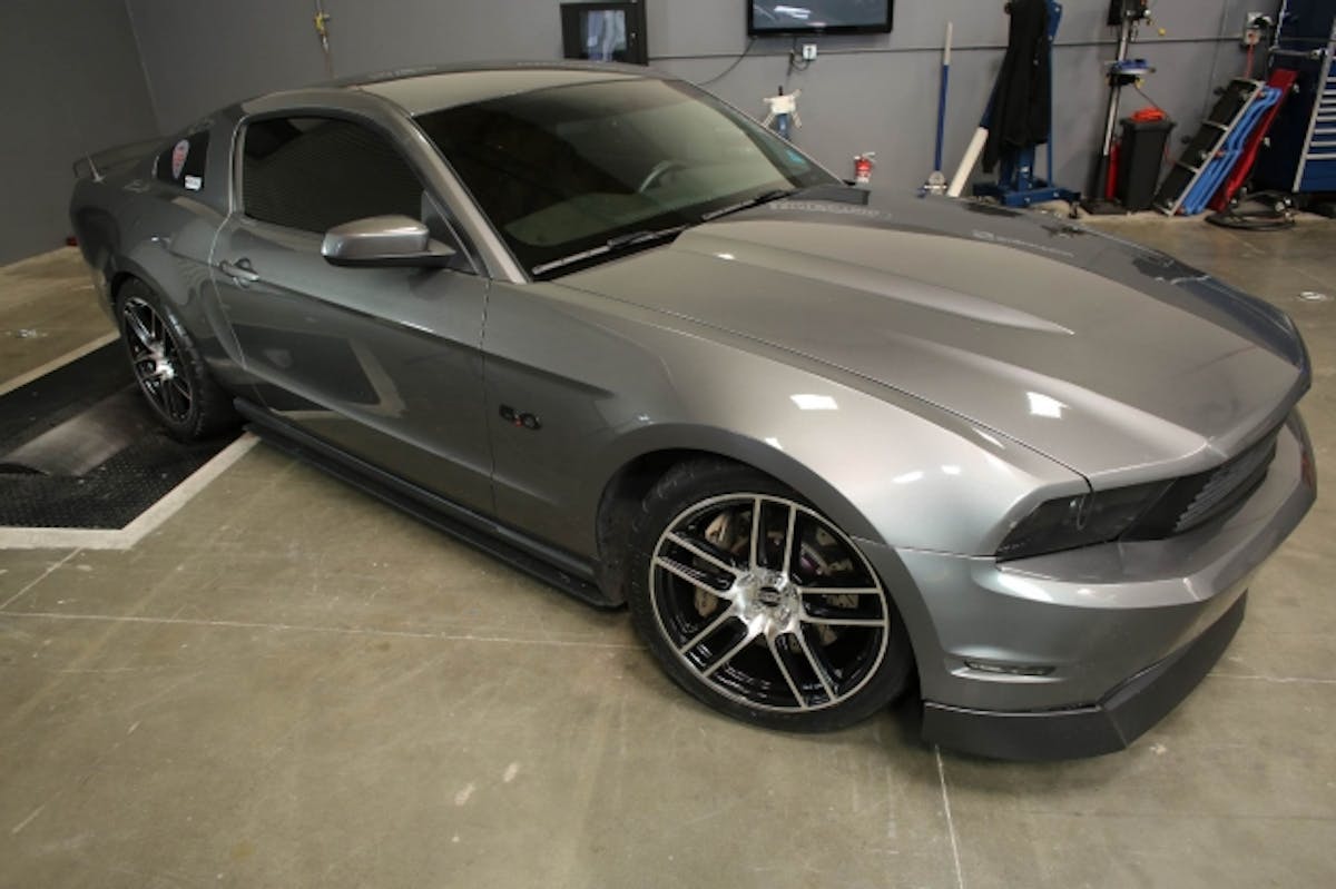 The Laguna Seca wheel is the only non-powdercoated wheel in our lineup, and provides a different look under the flanks of our Mustang.