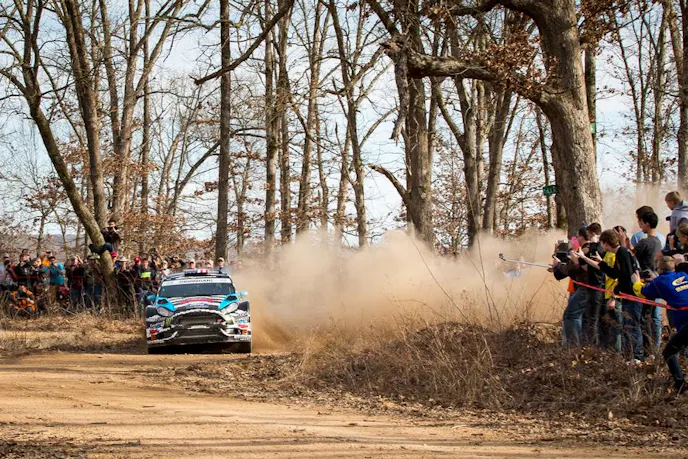 Ken Block and co-driver Alex Gelsomino built a 20.6-sec. lead the first day.