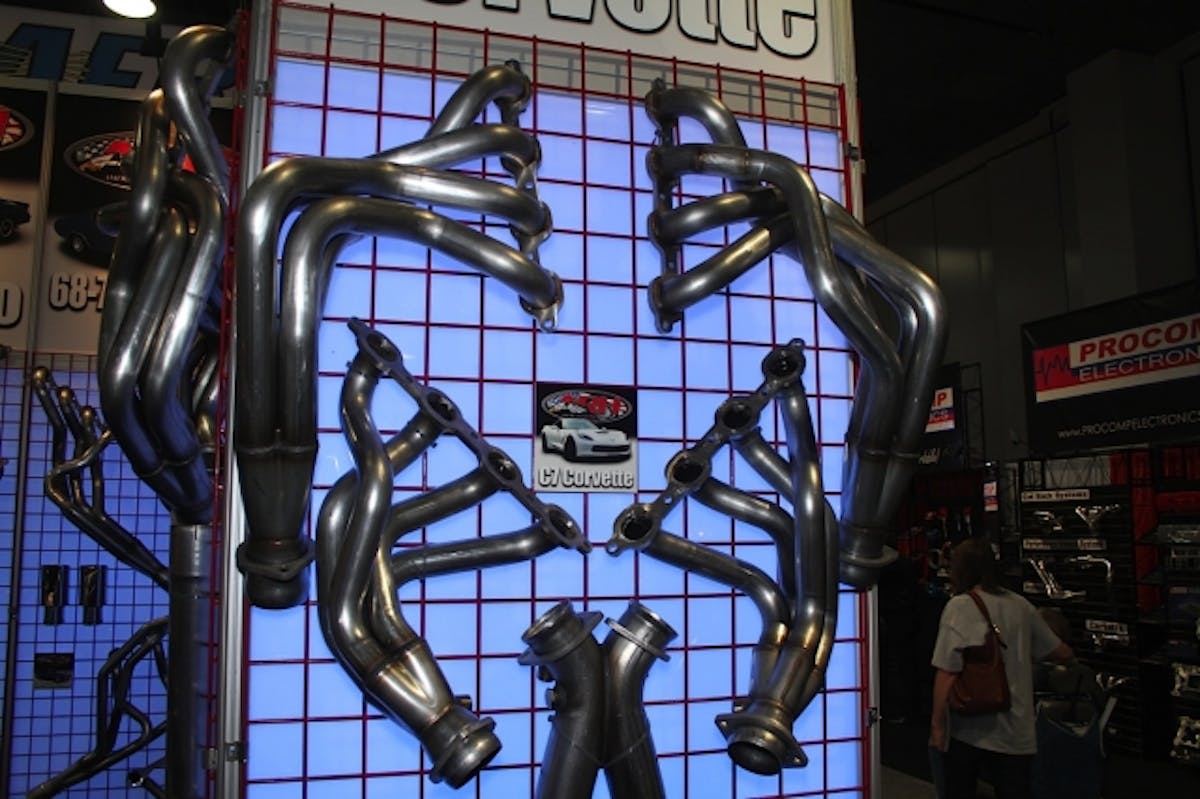 Mid-Length headers are shown in the center of the picture, with the attendant catalyst extensions to mate with the factory X-pipe.