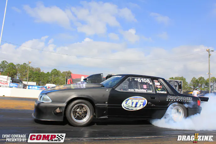 Sean Ashe is sporting a wild new paint scheme fro 2014 featuring Eddie the Iron Maiden mascot on the hood. The design is based of the “Killers” album and goes right along with the team’s attitude for this year. Sean went to the semi’s here at the NMRA season opener just two weeks ago and is looking to hurt some feeling in Stainless Works Street Outlaw.