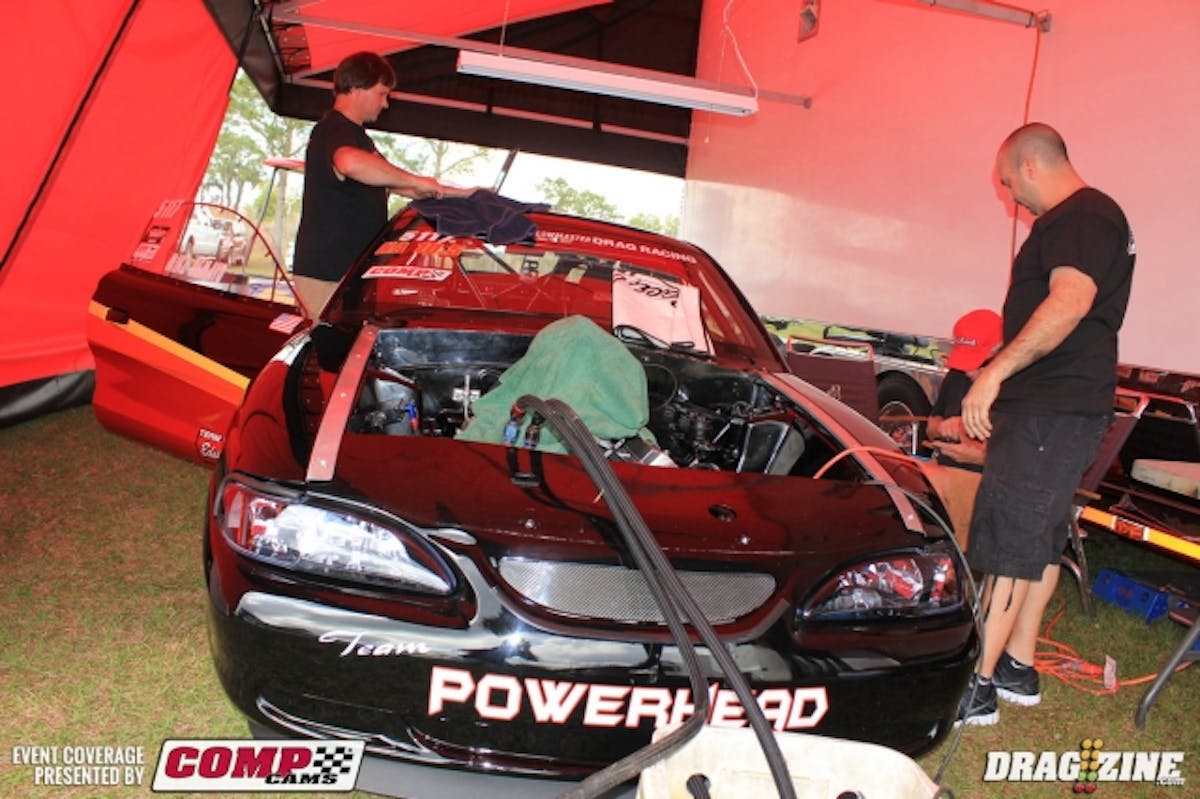 Mike DeMayo is sporting an updated 417 from Gabby Labiosa’s EIC Motorsports with a bit more power. He tested here at the NMRA event running a 7.90 with more on the table though the weather this weekend is not quite as good. Mike was the N/A 10.5 record holder with a 7.98 last year and will be looking for that title again though NMCA wipes the previous year’s records as rule changes often effect performance of the racers.