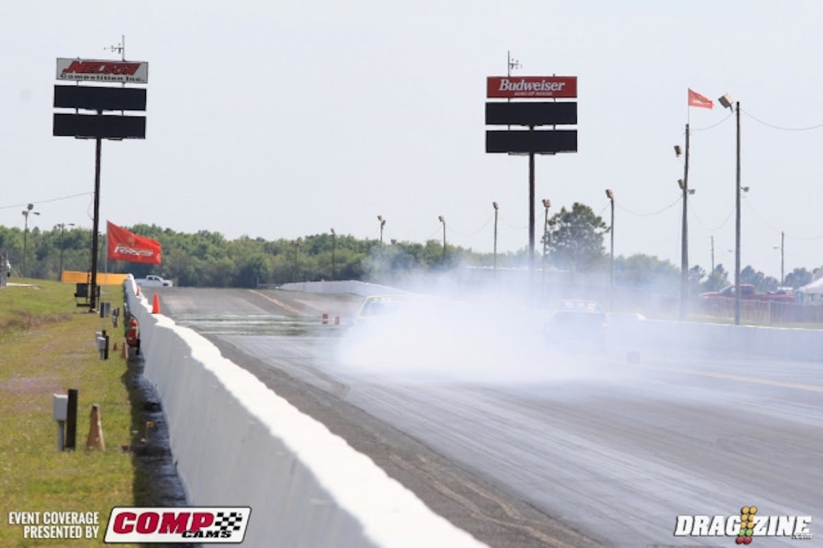 Don Bowles was paired with Mike DeMayo in N/A 10.5 and lost an oil pump belt on his run causing sever damage to the engine while Demayo went on to an 8.02 at 168 taking top qualifier in class. Bowles has an engine being driven down from Kentucky tonight and took the car to Robbie Blankenship's shop about two hours north of here to make the necessary repairs.