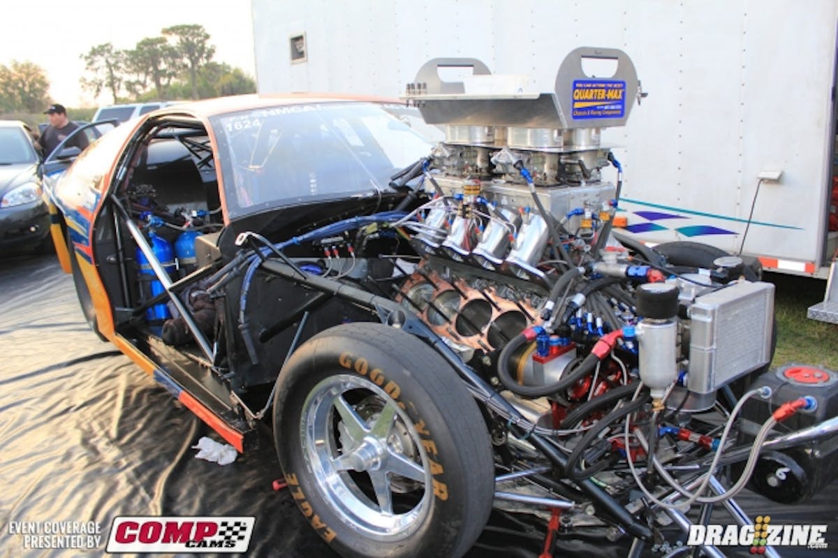 Andrew Handras dropped a valve on his pass in Kooks Pro Mod. They pulled both heads and have to change out a piston. The heads are at Nelson Competition for repairs.