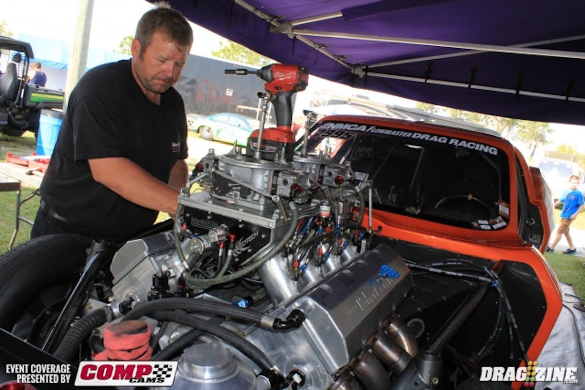 This morning was routine maintenance for most racers with the Keen brothers swapping transmission ratios in their orange Juice powered  split window Corvette based locally out of Parish, Florida. 