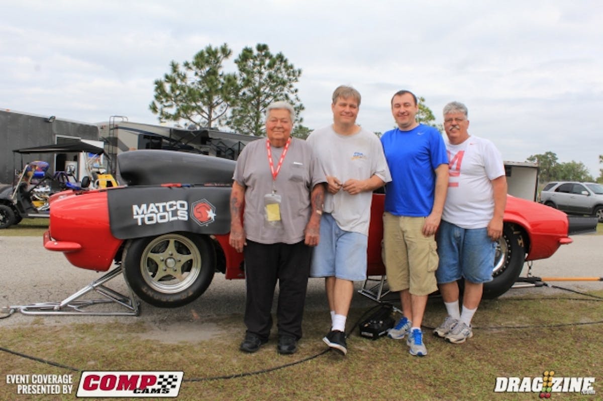 John Trobiani is the top qualifier in ARP Nitrous Pro Street hailing from Romeville, Illinois with his 1968 Camaro built in John’s garage with Neil Becker and Josh Ridley. The Tom Dixon built 482 is topped with twin Dominators from Pro Systems and is backed by a NCRC converter and Proformance Racing Transmission. Sponsors include Winner Circle Speed Shop, All Line Car Star paint and body with Brian, Jimmy and Michael. Crew this weekend is John’s father Tony Trobiani, John Trobiani, Jim Anderson and Steve Gilbert from left to right.