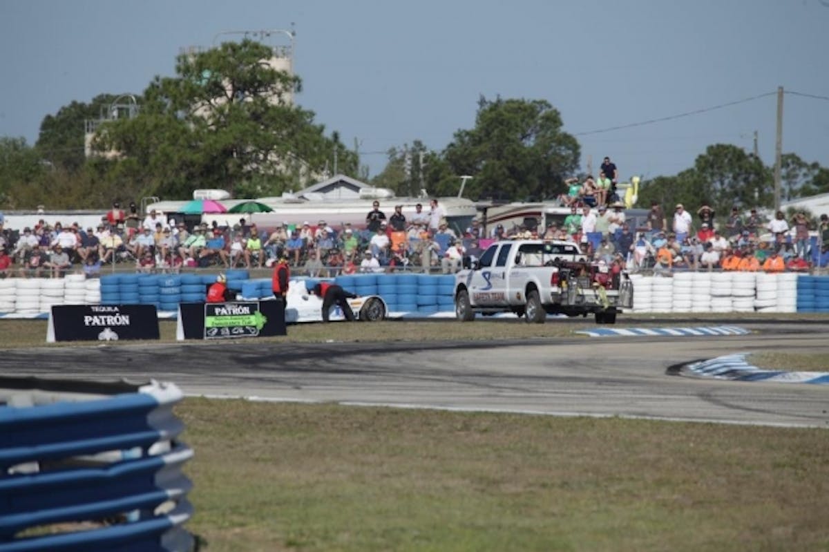 David Cheng spins off in the #8 PC Class Oreca, kicking off the Full Course Caution Fest.