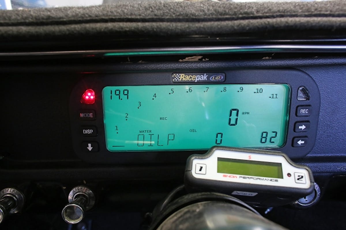 Racepak's UDX dash is available in a display-only model, a replay model similar to a playback tachometer, and the version seen here in our Biting The Bullitt project car - the LDX, which logs a basic number of channels.