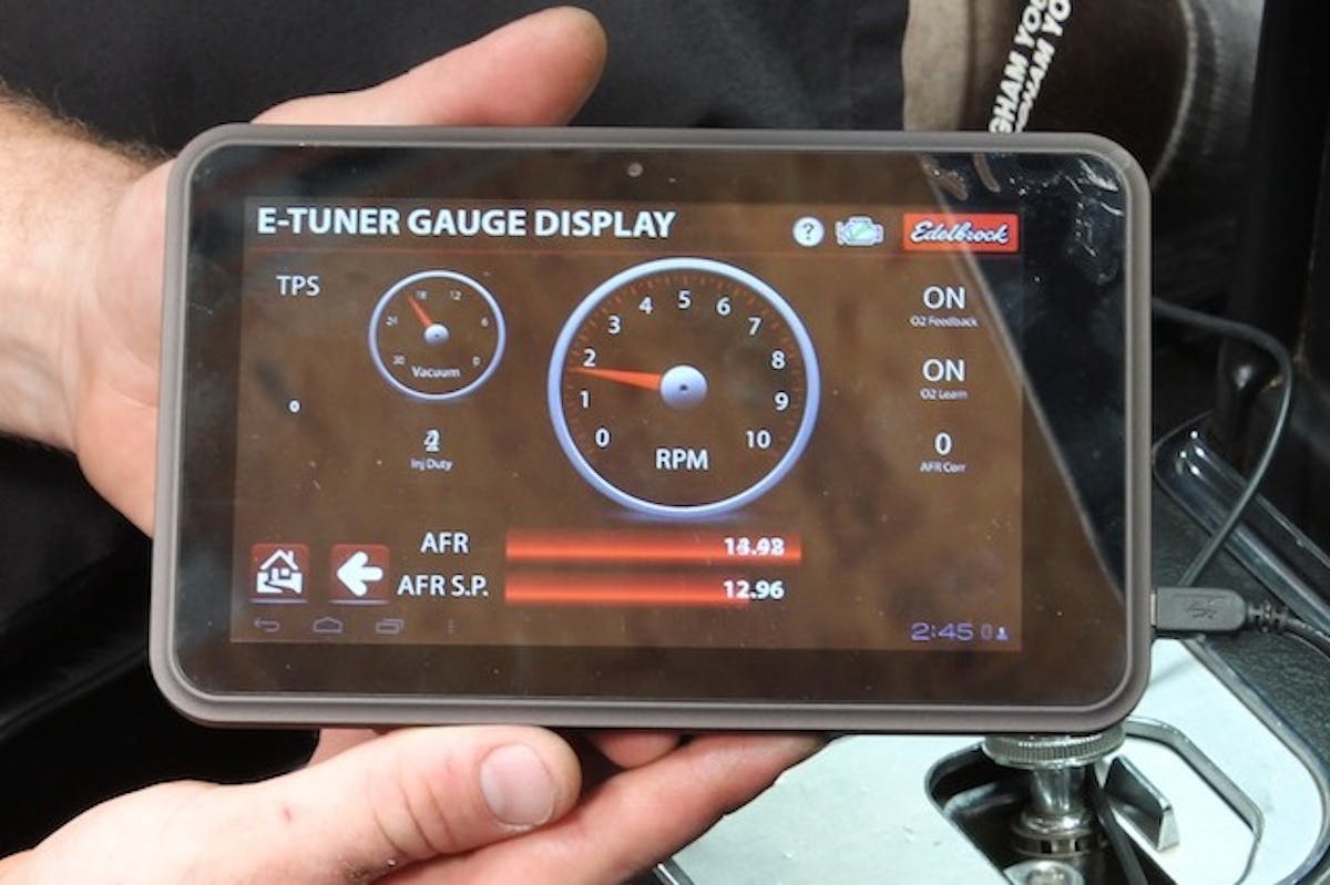 The E-Street EFI kit features a supplied 7-inch touch screen tablet that acts as the input controller for the system. The tablet has blue-tooth connectivity which means you don't have to drill holes through the firewall for controller cables.
